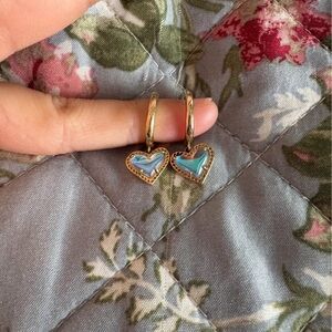 Kendra Scott heart earrings with iridescent drusy